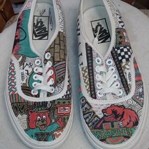 Vans Colorful Washington Bear Graphic Sneakers Size 8